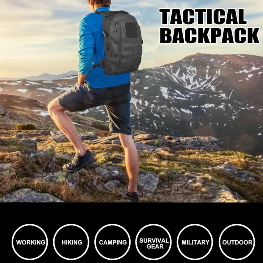 Hybrid / Commuter Tactical Backpack - Daypack 12L - Biking & Outdoor - (Black)
